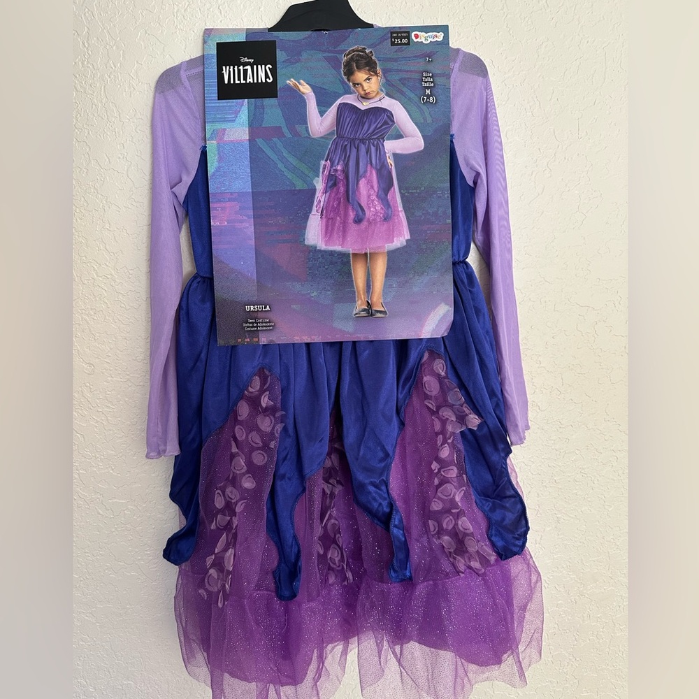 New Disney Villains size 7/8 girls Ursula costume dress Halloween